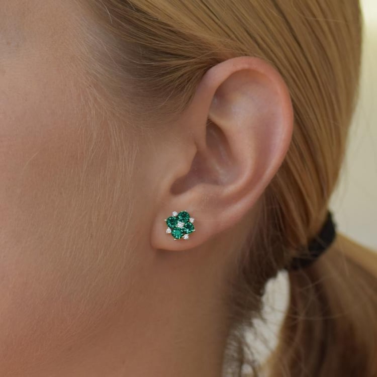 Strieborné smaragdové náušnice 19393