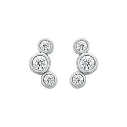 Moderné zlaté náušnice s guľatými diamantmi Ebba