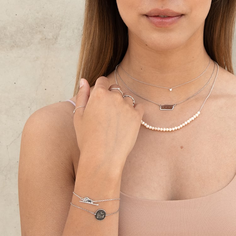 Strieborný náramok Malý princ so slonom a gravírom 122494