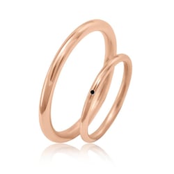 Zlaté minimalistické snubné prstene s čiernym diamantom Alays