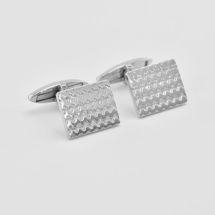 Strieborné vrúbkované manžetové gombíky 36029