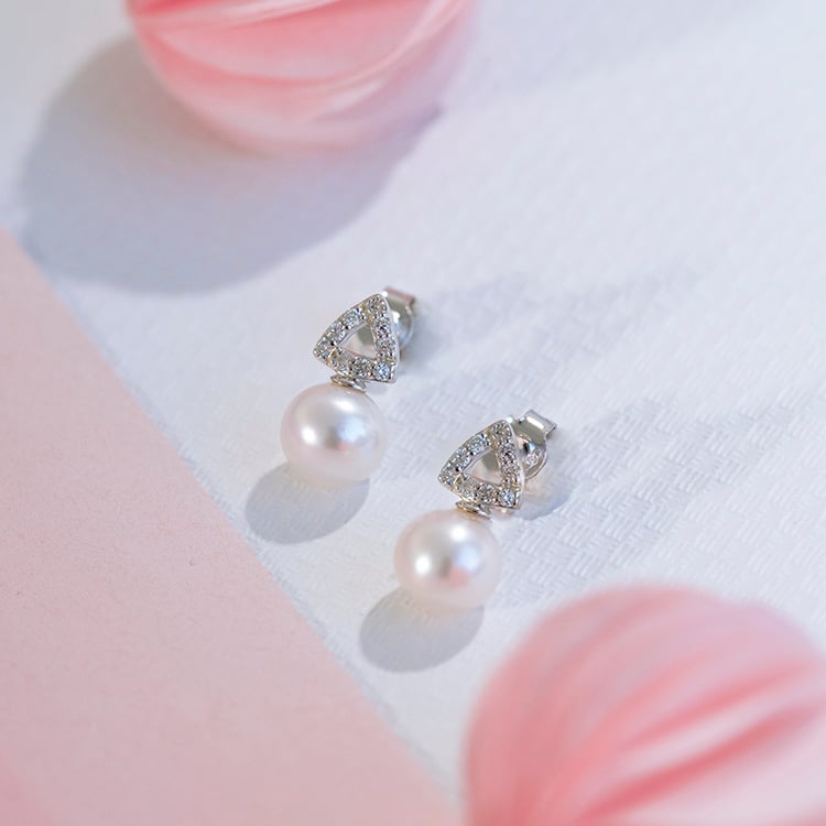 Perlové náušnice s diamantmi zo zlata Galave 109319