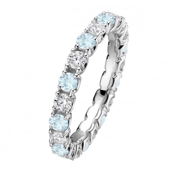 Platinová eternity obrúčka s komfortným snubným prsteňom 30058