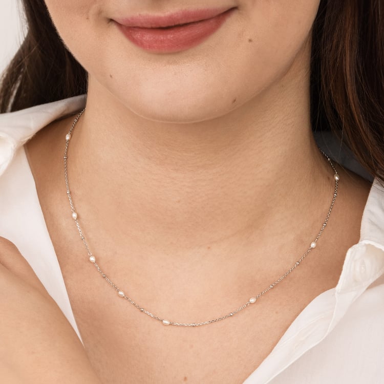 Strieborný náhrdelník s perlami Marcye 164626