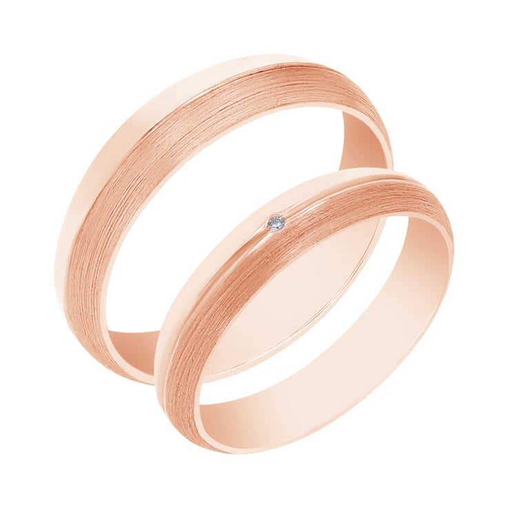 Zlaté svadobné obrúčky s diamantom Temy 105561