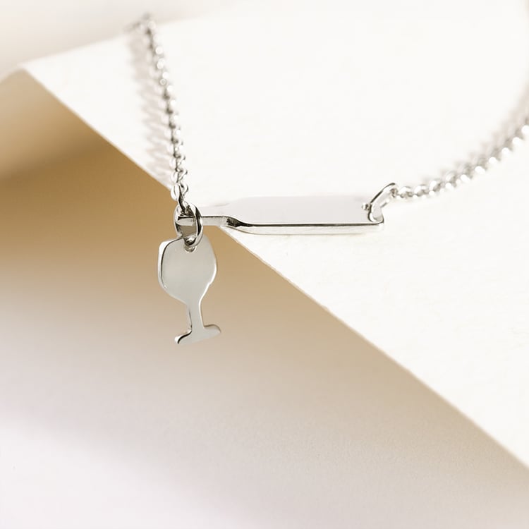 Náhrdelník s fľašou a pohárom vína Uva 147785