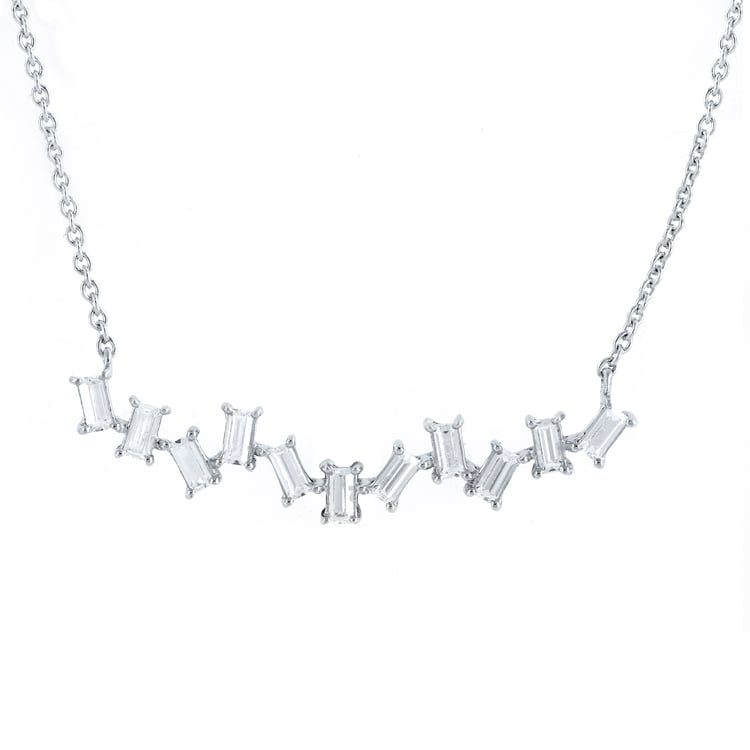 Moderný zlatý náhrdelník s baguette lab-grown diamantmi Parvati