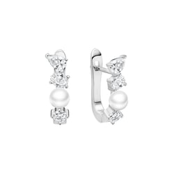 Perlové náušnice zo striebra a zirkóny Karmin