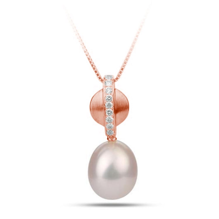 Prívesok z ružového zlata s perlou a diamantmi 76849