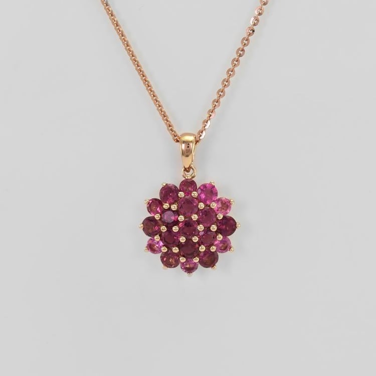 Sada zlatých šperkov s turmalínovou kvetinou 4736