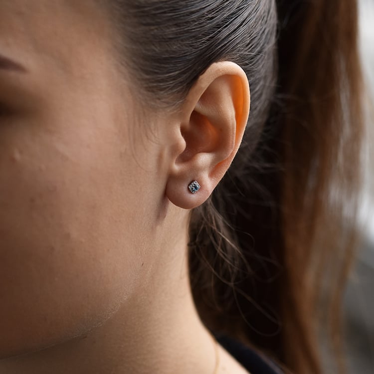 Strieborné akvamarínové náušnice s lab-grown diamantmi Noelle 104098