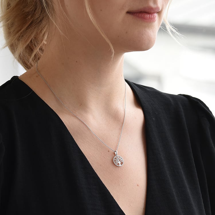 Strieborný strom života s lab-grown diamantmi Neela 104388