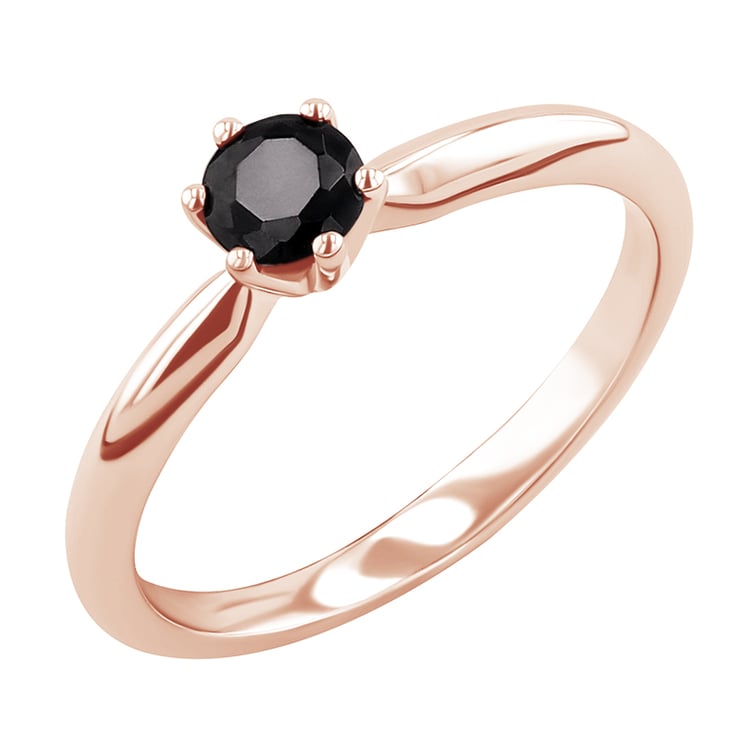 Zlatý zasnubný prsteň s čiernym diamantom Mala 125607