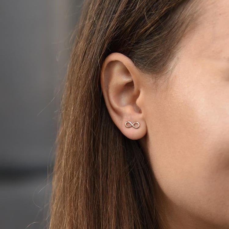 Zlaté fashion náušnice s motívom nekonečna z ružového zlata 47818