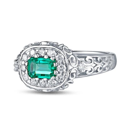 Zlatý prsteň s emerald smaragdom a diamantmi Huzil