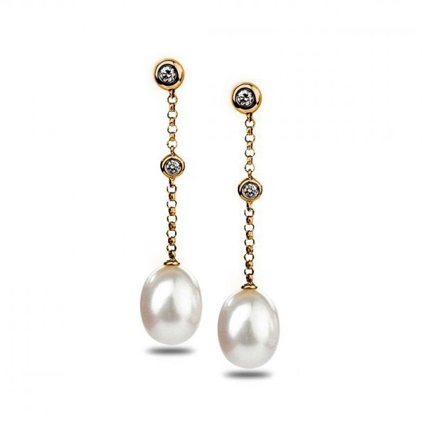 Zlaté visiace perlové náušnice Radle