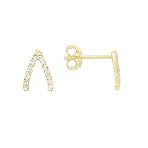 Strieborné náušnice s lab-grown diamantmi Wishbone