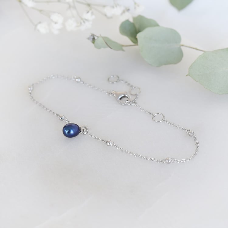 Náramok čiernou perlou 88045