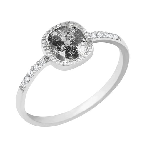 Prsteň s emerald salt and pepper diamantom a lab-grown diamantmi Miriam