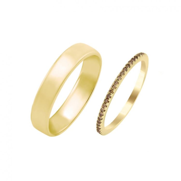 Svadobné obrúčky zo zlata s champagne diamantmi 30713