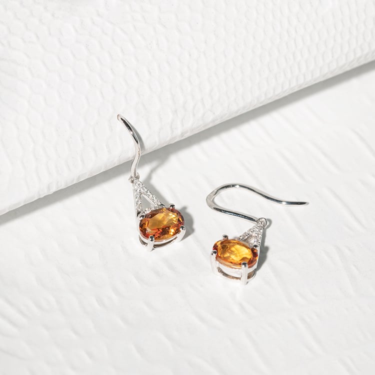 Zlaté citrínové náušnice s diamantmi Holy 113033