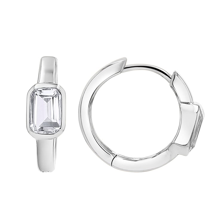 Strieborné pozlátené kruhové náušnice s bielymi topazmi Tinsley 152467