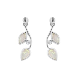 Opálové náušnice v tvare lístkov s diamantmi Leanne