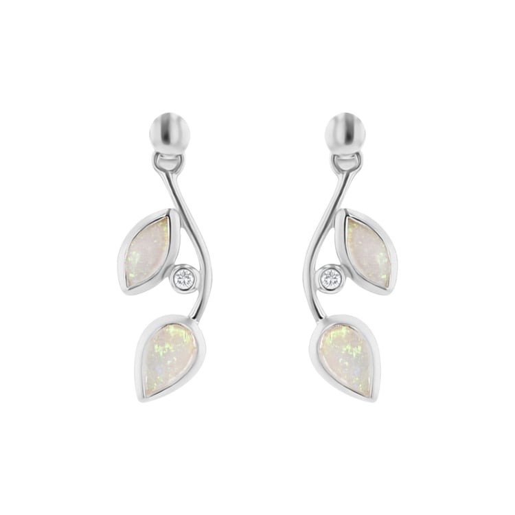 Opálové náušnice v tvare lístkov s diamantmi Leanne 111439