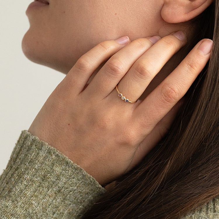 Zlatý prsteň s turmalínom, akvamarínom a tanzanitom Stenia 134475