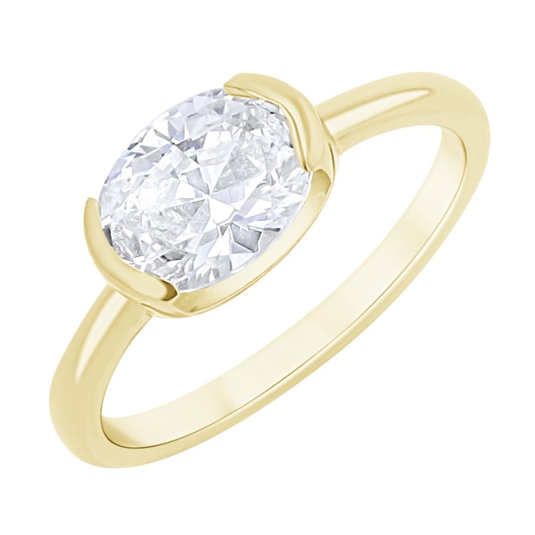 Zlatý prsteň s half-bezel oválnym diamantom Hortensia