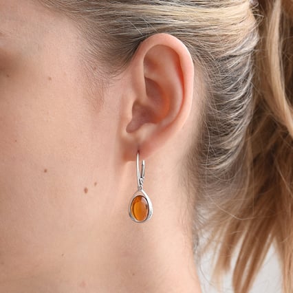 Strieborné náušnice s jantármi Sutton