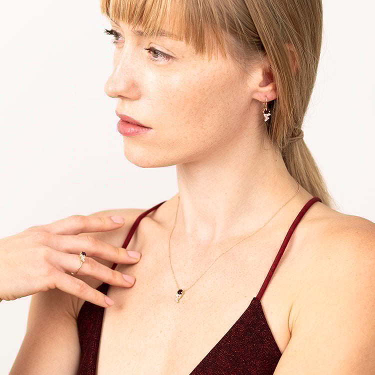 Set cluster šperkov s českými granátmi, morganitmi a moissanitmi Ester 146892