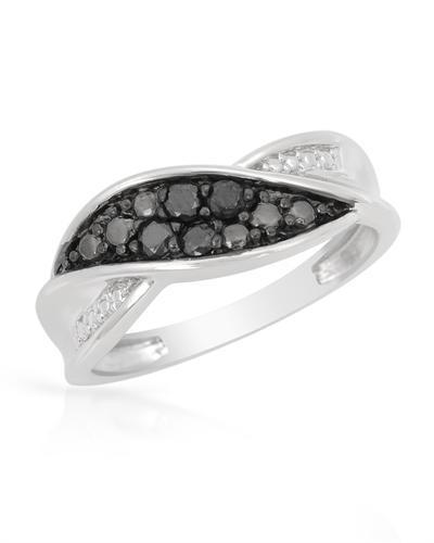 Strieborný prsteň s čiernymi diamantmi