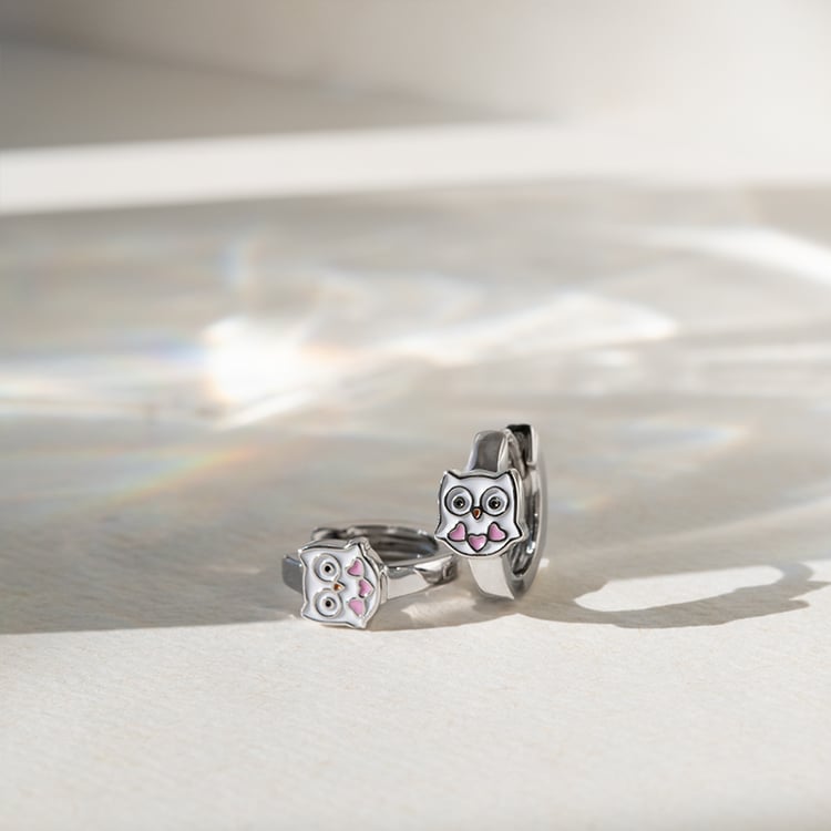 Strieborné detské náušnice so sovičkami 140334