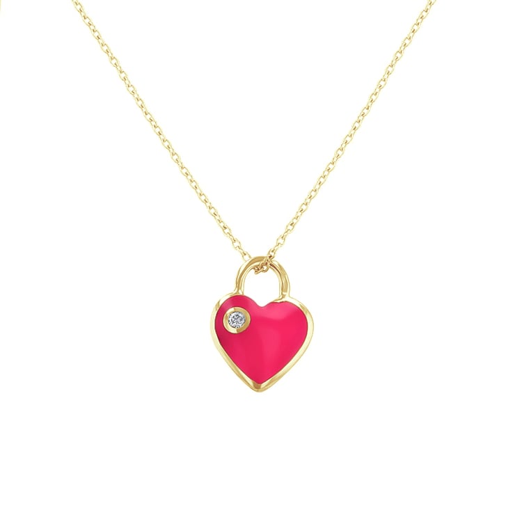 Ružový keramický prívesok v tvare srdca s diamantom Cristina 128714