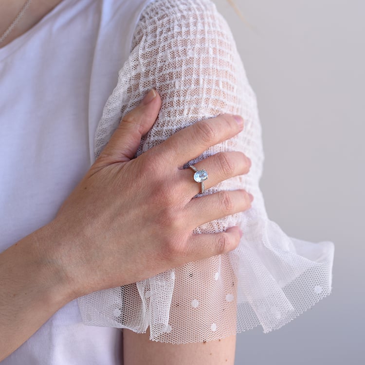 Zlatý akvamarínový prsten 62032