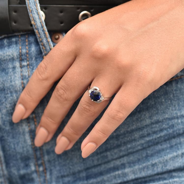 Zafír a diamanty v prsteni 33505