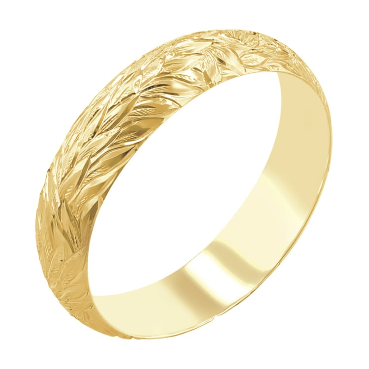 Svadobné obrúčky s ručnou rytinou listov Louie 116883