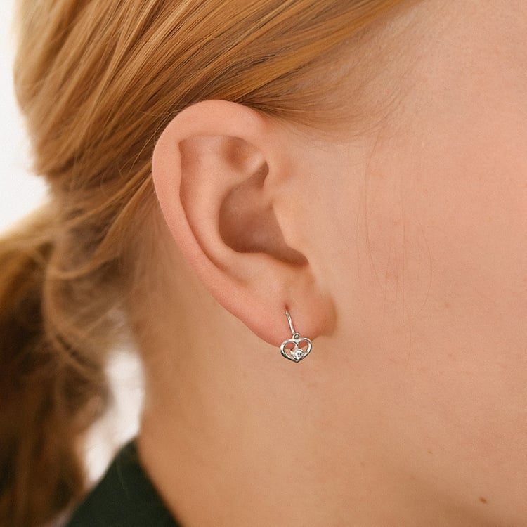 Zlaté detské náušnice srdiečka s lab-grown diamantmi Ariel 153192