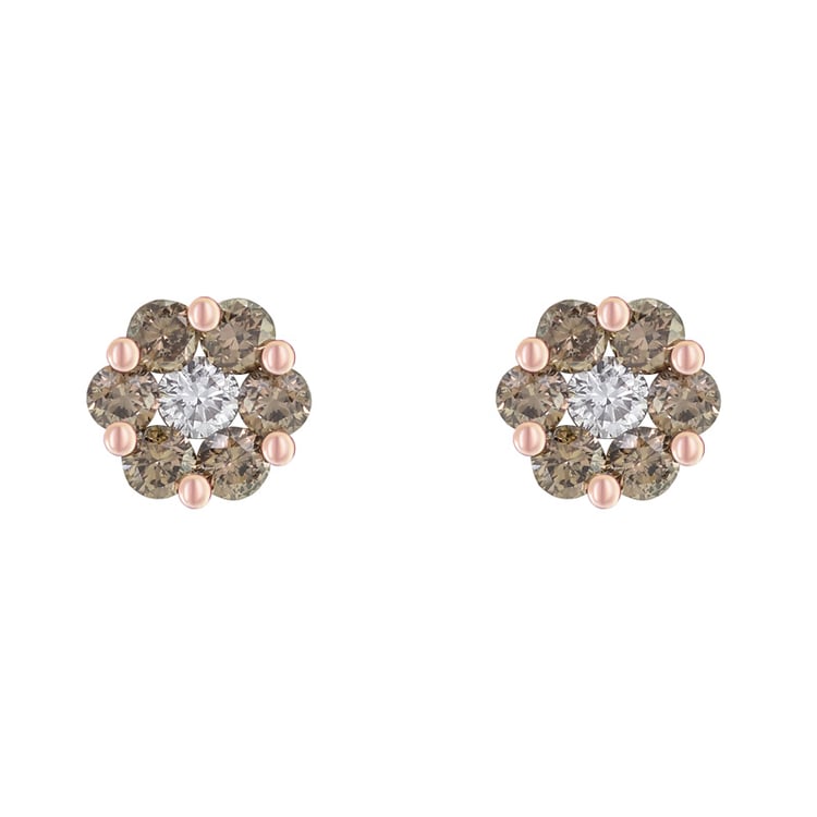 Zlaté diamantové náušnice v tvare kvetiniek Hester