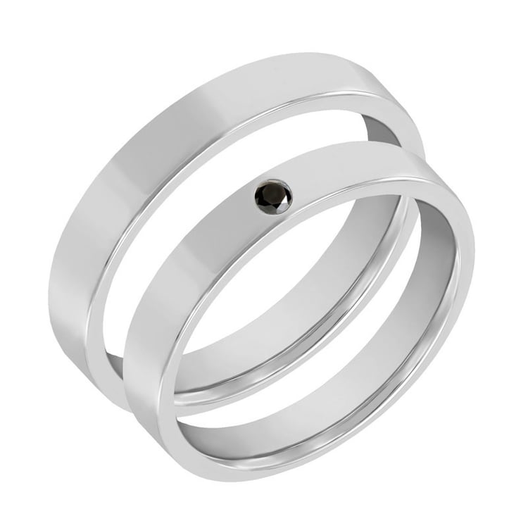 Platinové obrúčky s čiernym diamantom Jaime