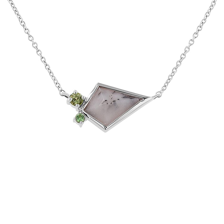 Náhrdelník s dendritickým opálom, olivínom a tsavorit granátom Luca 135355