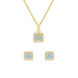 Akvamarínový zlatá set šperkov s diamantmi Shelby