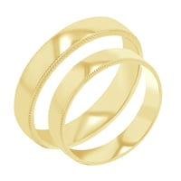 Zlaté svadobné obrúčky so zdobenými okrajmi Marsh