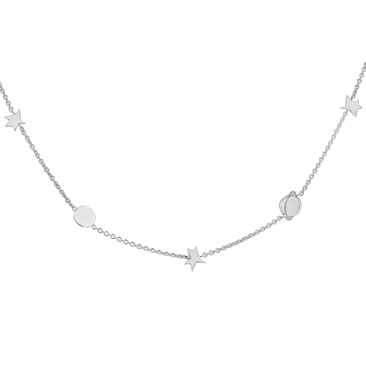 Strieborný náhrdelník s planétami a hviezdami Malý princ