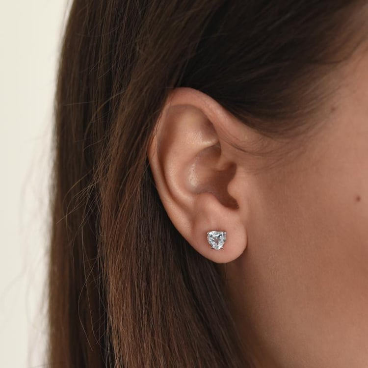 Zlaté náušnice so srdiečkovými akvamarínmi 52915