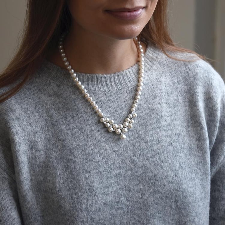 Romantický strieborný perlový náhrdelník 50779