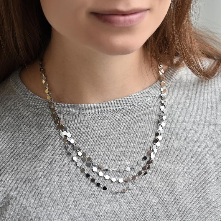 Trojitý strieborný náhrdelník Cerise 43199