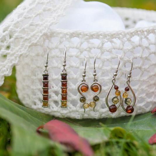 Náušnice s jantármi 14805