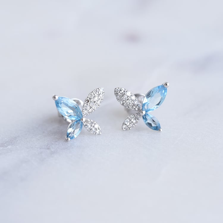 Jemné náušnice s topásmi a diamantmi 86928